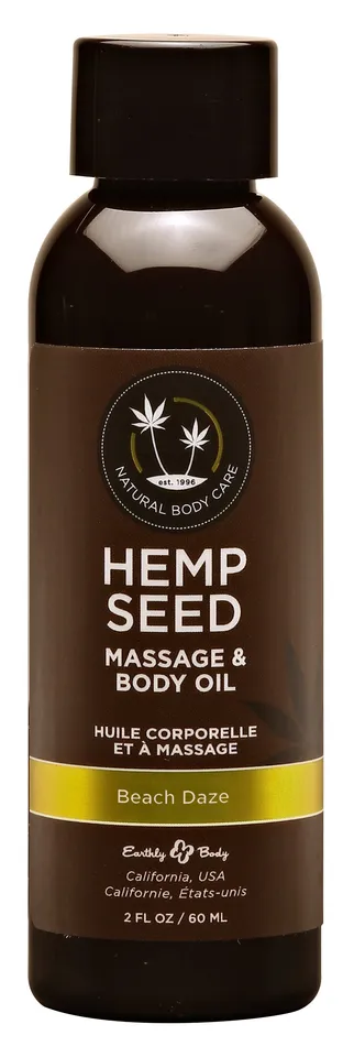 Couples Earthly Body Hemp Seed Massage and Body Oil Beach Daze 2 Fl Oz 60ml