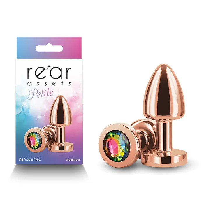 Female Sex Toys Ns Novelties Rear Assets Petite Rose Gold with Rainbow Gem