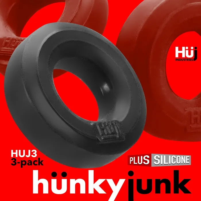 Hunkyjunk Male Sex Toys | Hunky Junk 3x Cockings Penis Cock Ring HunkyJunk by OxBalls Red-Tar