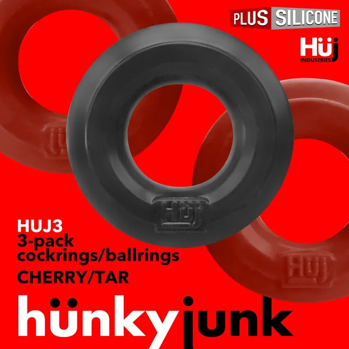 Hunkyjunk Male Sex Toys | Hunky Junk 3x Cockings Penis Cock Ring HunkyJunk by OxBalls Red-Tar