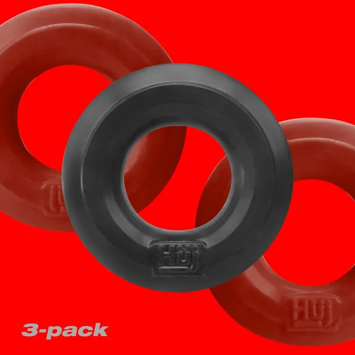 Hunkyjunk Male Sex Toys | Hunky Junk 3x Cockings Penis Cock Ring HunkyJunk by OxBalls Red-Tar