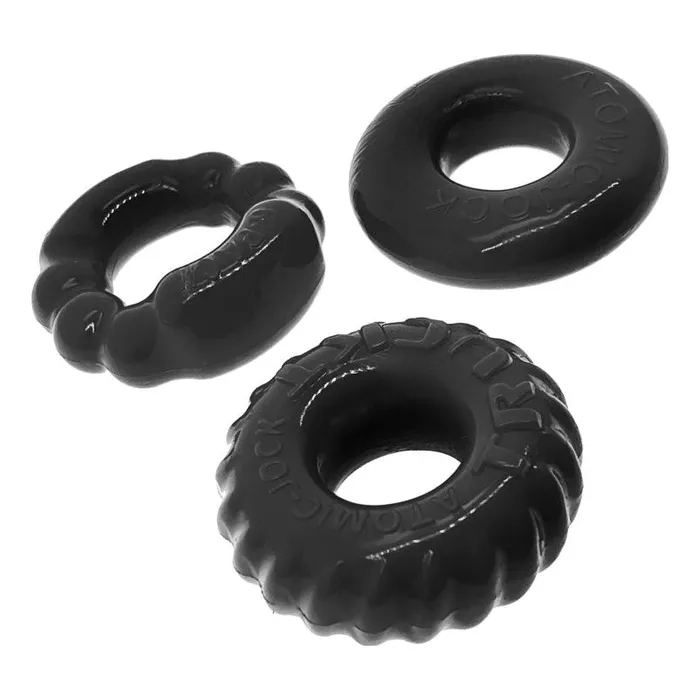 OxBalls Anal | Bonemaker 3 Pc Cockring Set Black