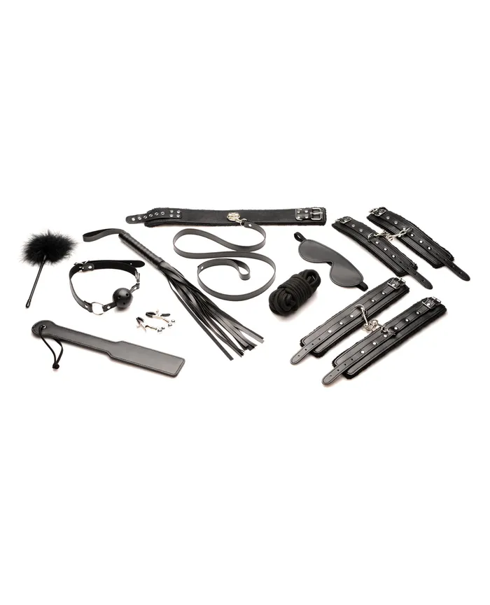 Anal | Master Series Master Series Hook Up 10 pc Plush Bondage Set - Black